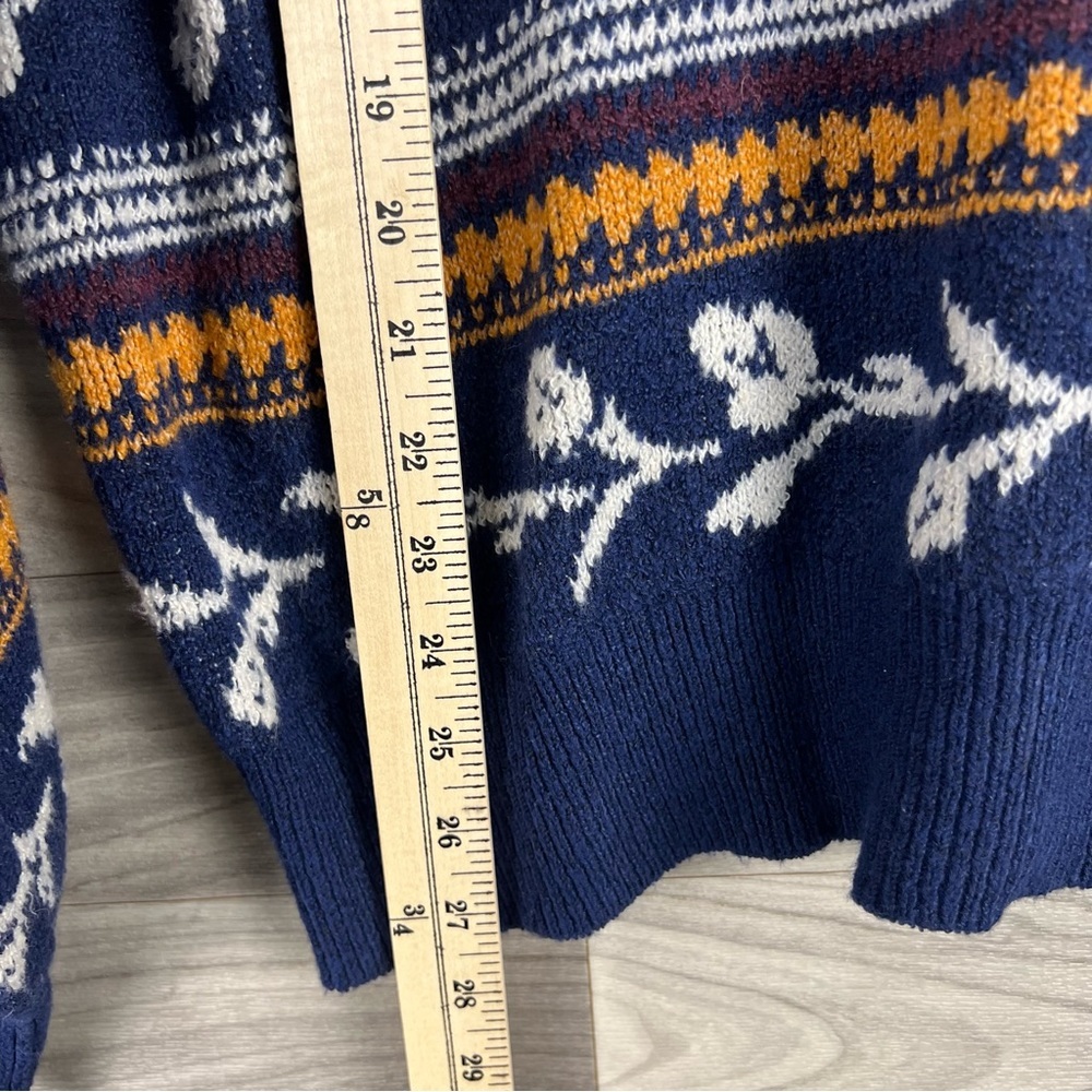 St. John's Bay Women’s Navy and Mustard Striped Sweater - Picture 3 of 8